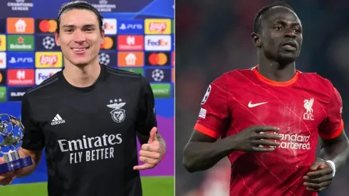 Darwin Nunez of Benfica and Sadio Mane of Liverpool