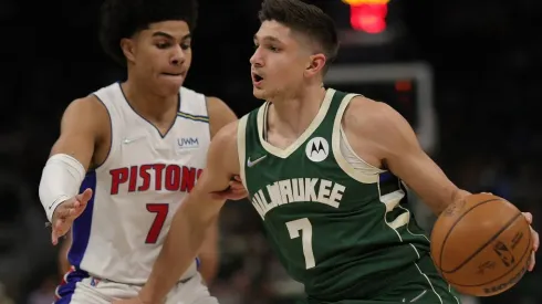 Killian Hayes of the Detroit Pistons and Grayson Allen of the Milwaukee Bucks