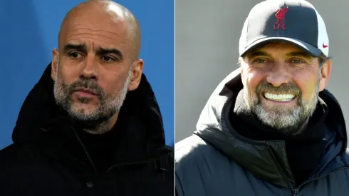 Pep Guardiola of Manchester City and Jurgen Klopp of Liverpool