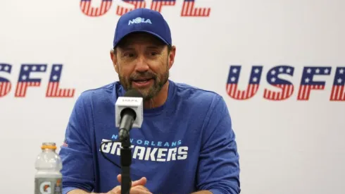 Head coach Larry Fedora of New Orleans Breakers