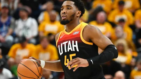 Donovan Mitchell of the Utah Jazz in action during the Western Conference First Round Playoffs