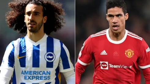 Marc Cucurella of Brighton and Raphael Varane of Manchester United