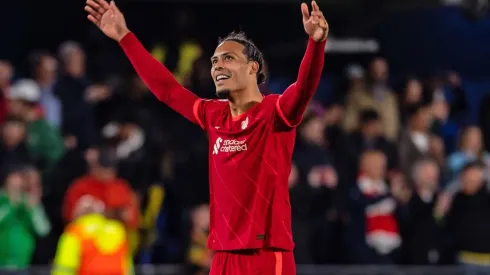 Virgil Van Dijk celebration at the end of the match between Villarreal CF and Liverpool FC