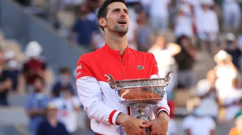Novak Djokovic with the Roland Garros trophy