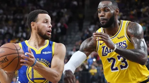 LeBron James guarding Stephen Curry