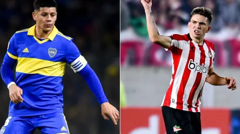 Marcos Rojo of Boca Juniors and Manuel Castro of Estudiantes LP