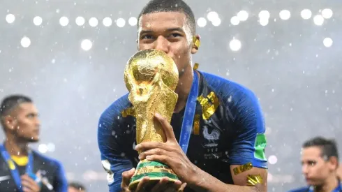 Kylian Mbappe after winning the 2018 FIFA World Cup at Russia.