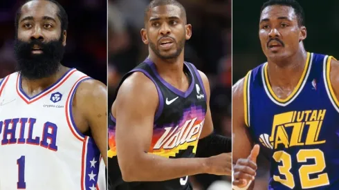 James Harden, Chris Paul and Karl Malone