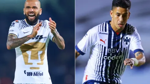 Dani Alves of Pumas UNAM and Maximiliano Meza of Monterrey