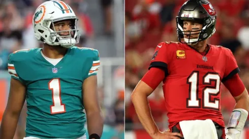 Tua Tagovailoa (left) & Tom Brady