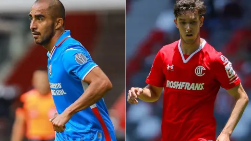 Rafael Baca of Cruz Azul and Marcel Ruiz of Toluca