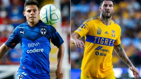 Arturo Gonzalez of Monterrey and Andre-Pierre Gignac of Tigres UANL