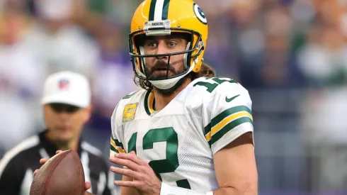 Aaron Rodgers in action during the 2021 NFL season.