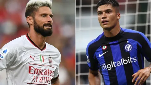 Oliver Giroud of AC Milan and Joaquin Correa of Inter