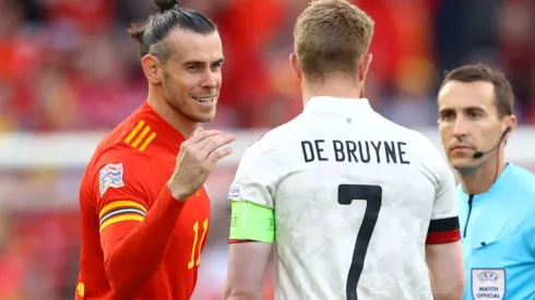 Gareth Bale of Wales and Kevin De Bruyne of Belgium