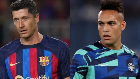Robert Lewandowski of Barcelona and Lautaro Martinez of Inter