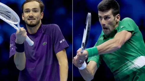 Daniil Medvedev of Russia and Novak Djokovic of Serbia
