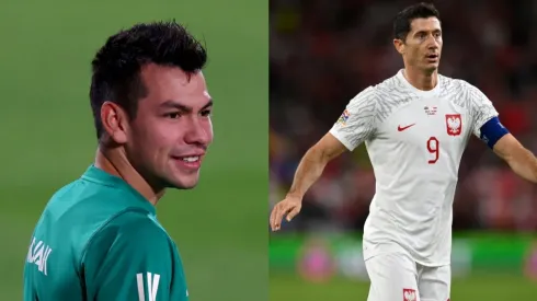 Hirving Lozano of Mexico and Robert Lewandowski of Poland