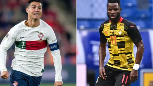 Cristiano Ronaldo of Portugal and Mubarak Wakaso of Ghana