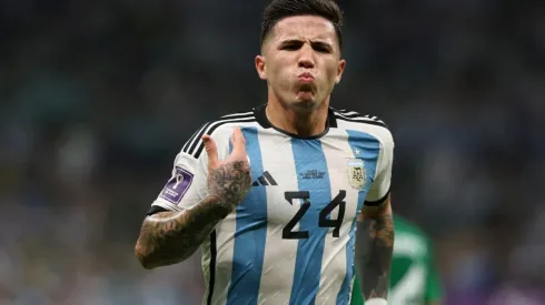 Enzo Fernandez celebrates his fantastic goal for Argentina vs. Mexico at Qatar 2022.