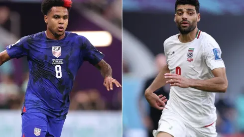 Mehdi Taremi of IR Iran and Weston Mckennie of the United States