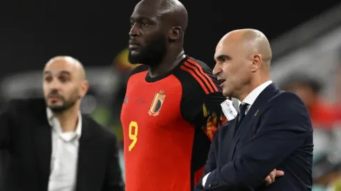 Romelu Lukaku and Roberto Martinez of Belgium