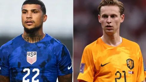 DeAndre Yedlin of the USMNT and Frenkie de Jong of the Netherlands