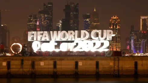 A general view at the Corniche next to the FIFA World Cup logo