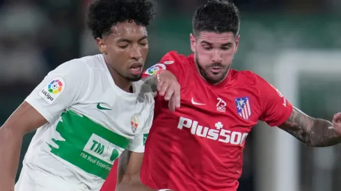 Johan Mojica of Elche and Rodrigo De Paul of Atletico Madrid