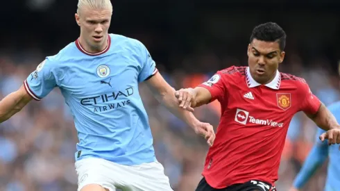 Erling Haaland of Manchester City and Casemiro of Manchester United
