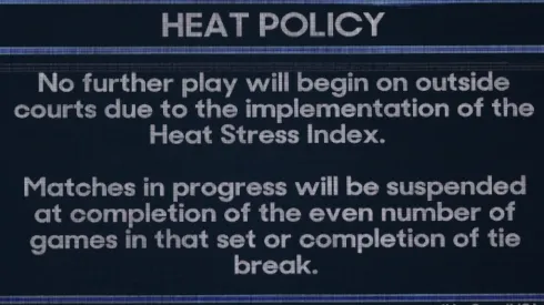 The extreme heat policy was applied in the Australian Open