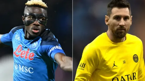 Victor Osimhen of Napoli and Lionel Messi of PSG
