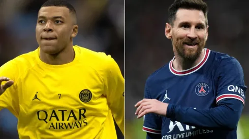 Kylian Mbappe and Lionel Messi of PSG