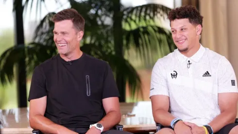 Tom Brady and Patrick Mahomes during The Match VI in 2022