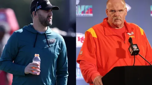 Nick Sirianni (left) and Andy Reid (right)