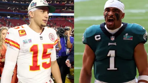 Patrick Mahomes (left, Kansas City Chiefs), Jalen Hurts (right, Philadelphia Eagles) โ Super Bowl LVII โ NFL 2022