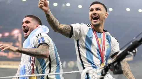 Rodrigo De Paul and Leandro Paredes of Argentina