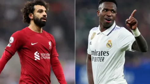 Mohamed Salah of Liverpool and Vinicius Junior of Real Madrid