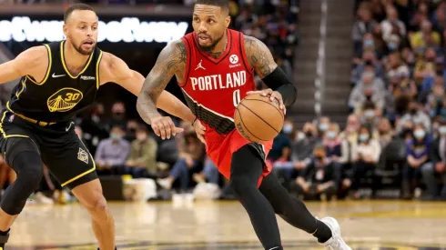 Damian Lillard of the Portland Trail Blazers and Stephen Curry of the Golden State Warrior