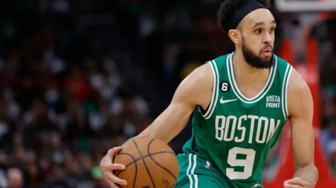 Derrick White #9 of the Boston Celtics