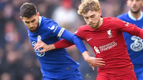 Jorginho of Chelsea and Harvey Elliott of Liverpool