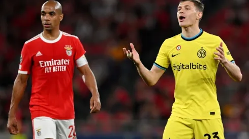 Joao Mario of Benfica and Nicolo Barella of FC Internazionale