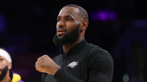 LeBron James warming up for Game 4 of the 2023 NBA Playoffs against Denver Nuggets