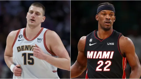 Nikola Jokic (left) and Jimmy Butler.