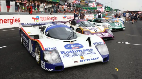 The Rothmans Porsche 956 takes part in a historic entrants parade ahead of the 100th anniversary of the 24 Hours of Le Mans