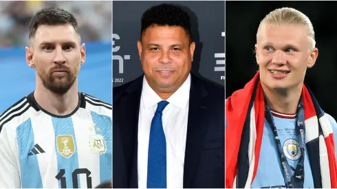 Lionel Messi, Ronaldo Nazario, and Erling Haaland