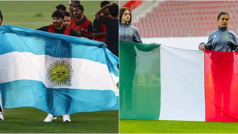 Argentina flag (L) and Italy flag (R)