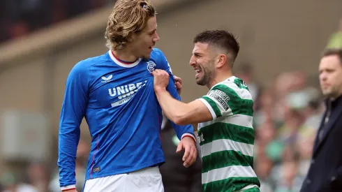 Todd Cantwell of Rangers and Greg Taylor of Celtic