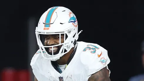 Raheem Mostert during the game against the Patriots