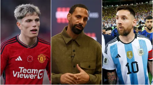 Alejandro Garnacho (left), Rio Ferdinand (c) and Lionel Messi